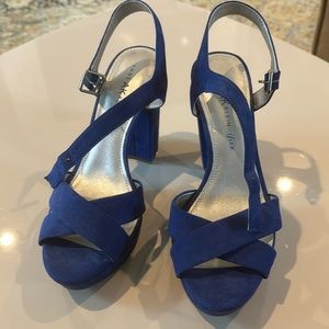 Anne Klein cobalt blue dress sandal. Suede like new.